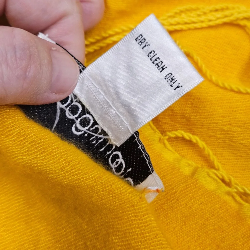 Bloomingdales Scarf Womens Yellow Silk Cashmere Blend Fringe Wrap Pashmina
